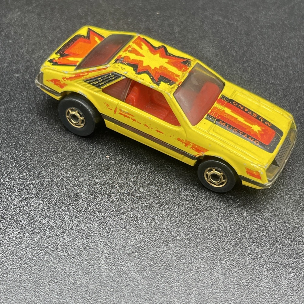 Vintage 1979 Hot Wheels Blackwall BW Yellow Turbo Mustang Cobra Hong Kong 1/64